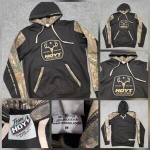 Hoyt Archery Mens M Medium Camo Black Spellout Pullover Sweatshirt Hoodie